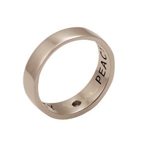 Love Peace Truth & Beauty | Men's Wedding Ring | 18k White Gold - Click Image to Close